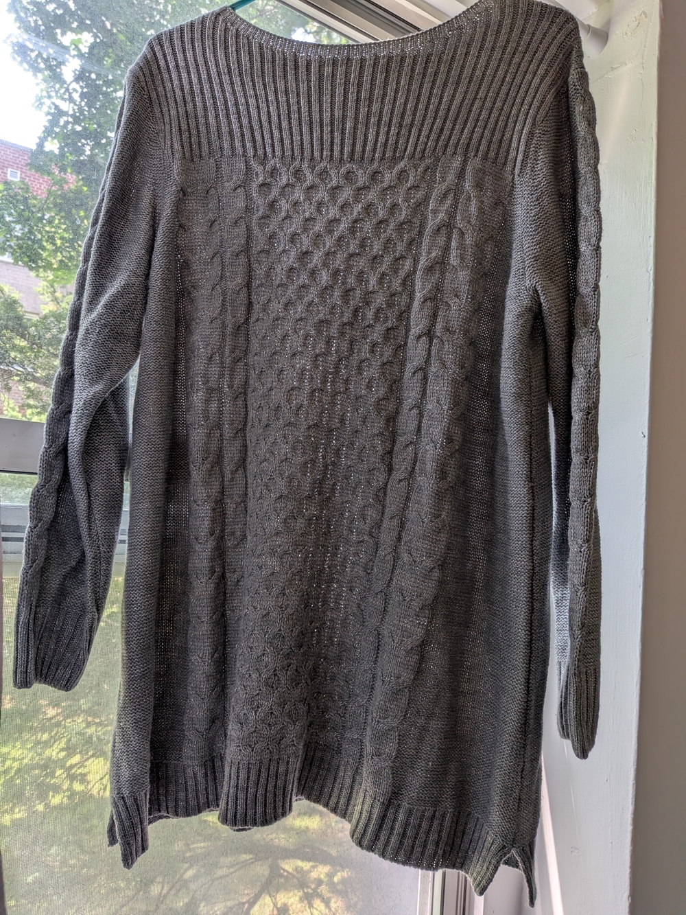 Faded Glory Ice Blue Cable-Knit Pullover Sweater with Subtle Shimmer